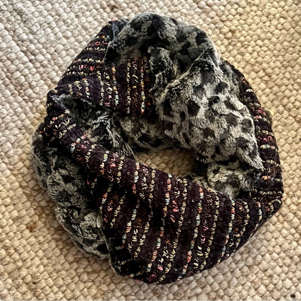 Faux fur reversible infinity scarf